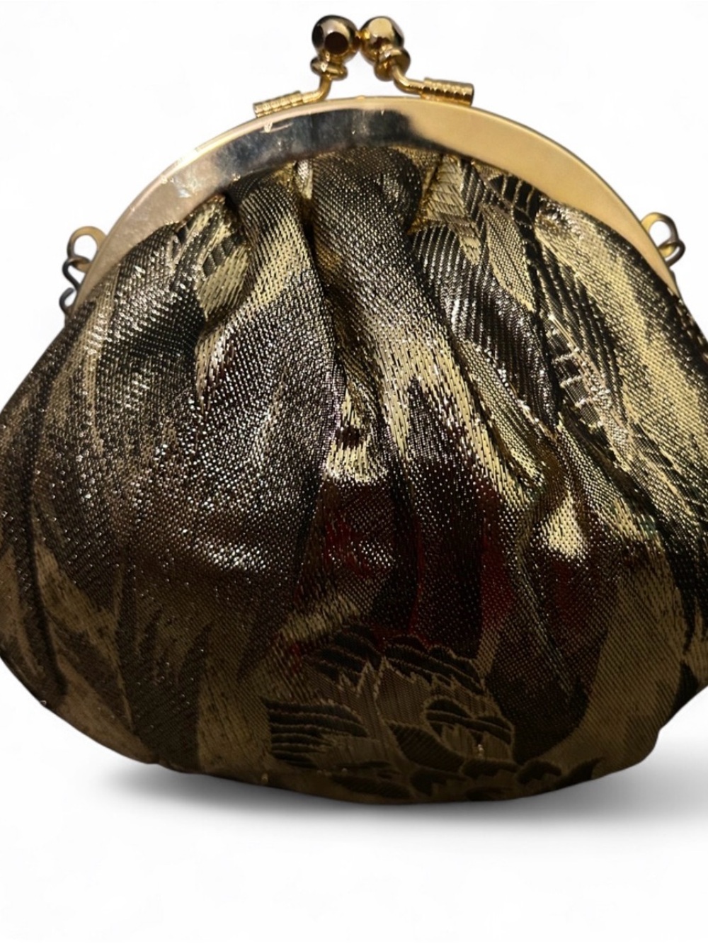 Vintage La Regale Gold Metallic Lamé Evening Bag / Kiss-Lock Clutch